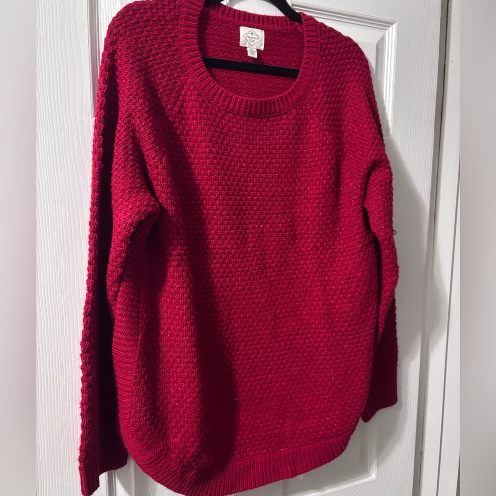 St. John's Bay Women's Vibrant Red shimmery Crew Neck Sweater